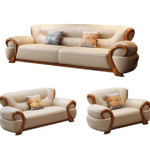 Canapé d'angle moderne de style européen en cuir véritable Beno haut de gamme pour villa, ensemble de salon de luxe en bois massif - Product Image 4