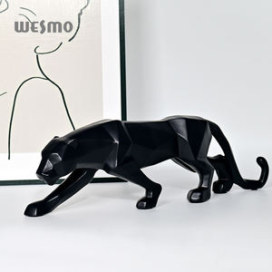 Scultura Leopardo in Resina Nera <span class=keywords><strong>Design</strong></span> Astratto Origami Statua Animale Moderna per Esposizione su Tavolo da Reception Hotel o Ufficio - Product Image 2