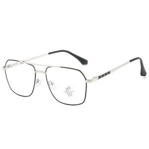 Hochwertige Spezifikationen für Männer Anti Blaulicht Doppel leiste Ovales Quadrat Blau Silber Legierung Rahmen Feder scharnier Optisch - Product Image 3
