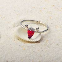 Bague en opale en forme de crabe mignonne |   Pierre précieuse rouge irisée et accent en zircon |   Bijoux animaux pour femmes, tendance, à porter au quotidien
