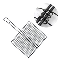 Panier de cuisson pliable en métal, revêtement antiadhésif, imperméable, facile à nettoyer, résistant à la corrosion, protégé contre les UV, pour barbecue au charbon de bambou