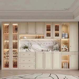 Sistema de Muebles de Almacenamiento Modernos y de Lujo con Acabado Brillante, Puertas de Vidrio y Estantes con LED para Cocina y Sala de Estar - Product Image 2