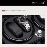 Remontoir de montres automatique MINEESI 8+5 emplacements, laque brillante MDF, intérieur en similicuir, compartiments indépendants, protection intégrée