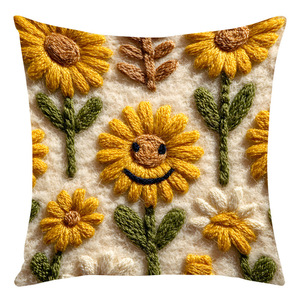 Nueva funda de cojín con bordado de girasoles, almohada para sofá, cojín decorativo fresco y bonito para ventana o cabecera de cama - Product Image 3