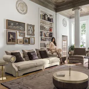 Chinese factory moderne fluwelen hoekbank Italian design luxury sofa sets sala living room furniture sofa