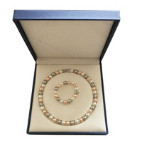 10mm Perlmutt-Schmucksets mit Leder-Geschenkbox für Braut Hochzeit zum Fabrikpreis