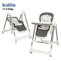 Chaise Haute Balancelle Bébé Kidilo 2-en-1 avec Coussin Doux, Chaise de Repas pour Enfants pour l'Alimentation et Utilisation en Extérieur, en Stock