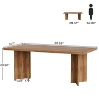 Bureau à domicile vintage 63 pouces Bureau de direction Grande table de conférence en bois de ferme Design contemporain pour écrire sur ordinateur