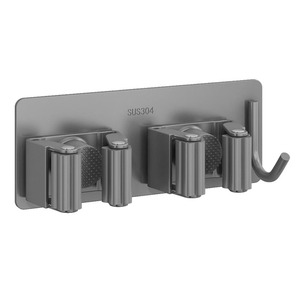 Stainless Steel Mop <b>Hook</b> Wall Mounted Adhesive Storage Holder For Bathroom Cleaning <b>Tools</b> - Product Image 3