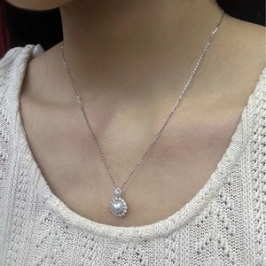 Collar con Colgante de Perla Gris de Plata de Ley de 8-9 mm, Forma de Girasol, Perla de Origen Casi Circular - Product Image 4