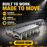 Convoyeur à rouleaux motorisé télescopique flexible et extensible de 35 pieds pour entrepôt logistique, pour boîtes en carton