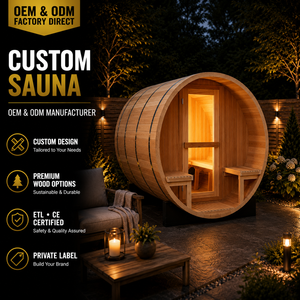 ห้องไม้ทรงกระบอกสำเร็จรูป HG Custom Outdoor Barrel ทำจากไม้เฮมล็อกแคนาดาและไม้ซีดาร์แดง พร้อมระเบียงด้านหน้า สำหรับบ้าน สวน และวิลล่า - Product Image 1