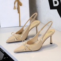 Sandales à talons hauts de 8 cm pour femmes, sexy, à bout pointu et nœud, idéales pour les soirées - Vente en gros