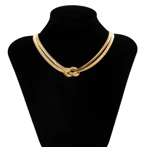 QX01 펑크 힙합 나비 매듭 블레이드 체인 남녀공용 18K 금도금 여름 목걸이와 팔찌 - Product Image 1