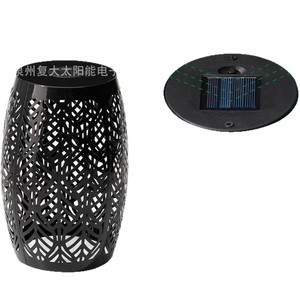 Solar Iron Patio <b>Stool</b> With Led Light Outdoor <b>Garden</b> Bench Contemporary Design Durable Metal Furniture - Product Image 5