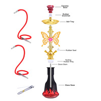 Nouvel ensemble de chicha arabe style papillon à un ou deux tuyaux avec base en verre