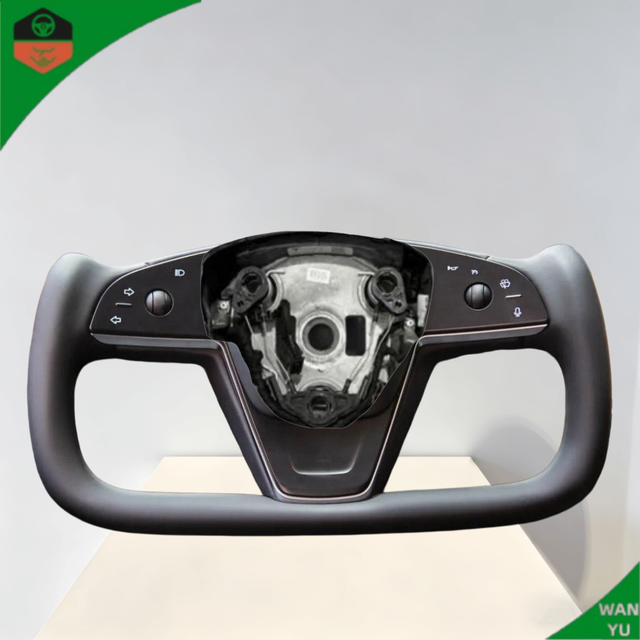 Tesla Yoke Style Carbon Fiber Steering Wheel With Control Buttons Futuristic Car Interior Modification Parts