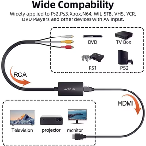 Cable AV PAL NTSC Compuesto <span class=keywords><strong>a</strong></span> <span class=keywords><strong>RCA</strong></span> <span class=keywords><strong>a</strong></span> HD <span class=keywords><strong>Hembra</strong></span>, <span class=keywords><strong>Adaptador</strong></span> de 3 <span class=keywords><strong>RCA</strong></span> CVBS <span class=keywords><strong>a</strong></span> 1080P HD con Chip Elevador de Señal Integrado para HDTV y PC - Product Image 5