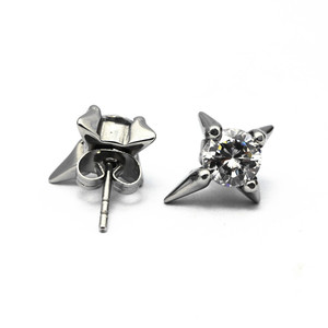 yunnique <b>Stud</b> <b>Earrings</b> <b>Black</b> Zircon Claw Setting Spike Geometric Party Jewelry - Product Image 2