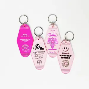 Supplier Colorful with Cartoon Character Transparent Custom Design Logo Retro Hotel Keychain Motel Keyrings Room Number