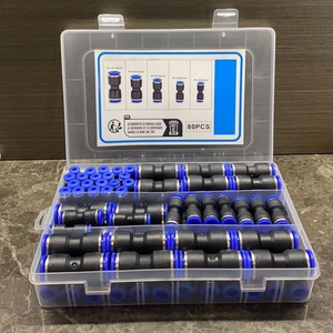 <b>Quick</b> Pneumatic Fitting Push In <b>Connector</b> 4 6 8 10 12mm Straight Through Combination 80pcs Plastic Air Hose Adapter - Product Image 1