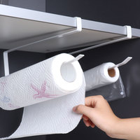 Porte-serviettes en papier de cuisine carré, moderne et minimaliste, en fer forgé, sans perçage, pour rangement sous armoire