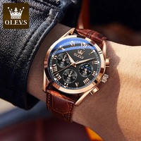 Jam Tangan Pria OLEVS 2871 Chronograph Tahan Air Fase Bulan Multifungsi Arloji Pria Bisnis Original Quartz untuk Pria