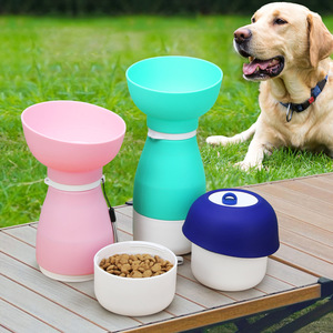 Bouteille d'eau portable pour animaux de compagnie, 600ml, avec récipient pour aliments, 260ml, mangeoire de voyage multifonctionnelle pour chiens et chats - Product Image 5