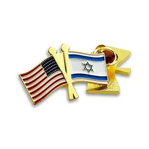 Israel cờ quà lưu niệm sản phẩm Israel USA vượt qua tình bạn cờ ve áo pin hỗ trợ Yêu Nước men huy hiệu