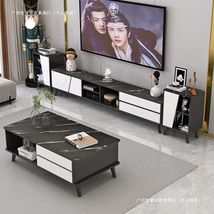Modern Minimalist Tv Stand With Drawers White Marble Top Living Room Furniture For Small Apartment Home Use - Product Image 3