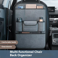 Organisateur de siège arrière de voiture en cuir suédé de luxe avec support pour tablette, sac de rangement suspendu multi-poches pour siège arrière, accessoires automobiles