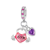 Breloques Pan Charms en argent, thèmes Fitness, Gants de musculation, Haltères, Boxe, Perles compatibles avec bracelet original, pour la salle de sport, bébé, fille, Berluque, cadeau