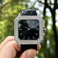 Montres mécaniques de luxe personnalisées en moissanite VVS1 couleur D, testées au diamant, étanches, avec miroir saphir, pour hommes