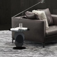 Meuble de salon moderne table à thé plateau en verre acier inoxydable noir tables à café rondes