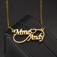 Collier personnalisé avec nom, cœur creux tendance, acier inoxydable plaqué or, chaîne à maillons, style hip-hop, unisexe, UIONEN 2048