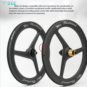 SeeMore UD Matte Carbonfaser-Rennradlaufräder <span class=keywords><strong>16</strong></span> Zoll 349 Drei-Klingen-Faltbares Carbon BMX Fahrradlaufrad-Set - Product Image 3