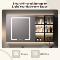 Meuble-lavabo flottant moderne pour salle de bain avec miroir intelligent et armoire de rangement en bois, idéal pour hôtels et villas, écologique et résistant à l'eau