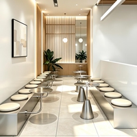 Ensemble de canapés et tables en acier inoxydable moderne, très demandé, pour café et salon de thé