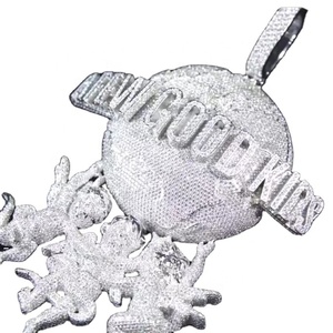 Pendentif chaîne personnalisé en usine avec logo et nom Hip Hop en Moissanite VVS glacée, testé au diamant, pour homme, en argent sterling et or rose, certifié IGI - Product Image 1