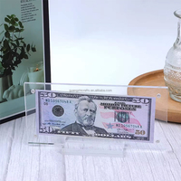 Porte-billets rectangulaire en papier acrylique Cadre pour billets en acrylique Porte-billets en acrylique transparent Cadre d'affichage pour billets en acrylique
