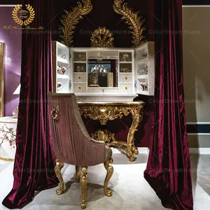 इतालवी शास्त्रीय फर्नीचर बेडरूम लक्जरी दराज ड्रेसर और कुर्सी के साथ गहने कैबिनेट