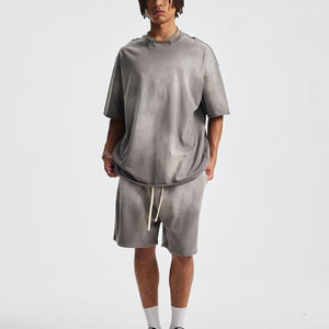 T-shirt unisexe en coton 100% délavé à l'acide, motif logo en gros, style hip-hop, surdimensionné, vintage - Product Image 3