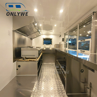 ONLYWE jalan Outdoor Mobile Hot Dog BBQ Kebab Hot Dog Pizza disesuaikan Vintage Hamburger Bir Makanan ringan truk kereta gandeng