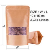 Sachets refermables en papier kraft brun et noir avec fenêtre transparente, thermoscellables, en Mylar, de qualité alimentaire, pour thé, gelée et autres boissons