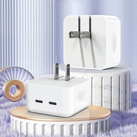 Cargador Rápido GaN PD de 35W con Doble Puerto Tipo-C, Enchufe Estadounidense, Portátil, para Teléfono y Auriculares, Compatible con [Dispositivos]
