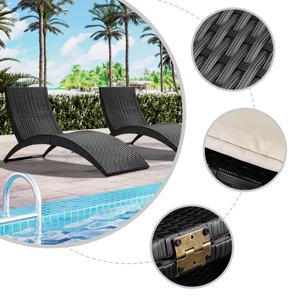 Luxe moderne pliable extérieur plage <span class=keywords><strong>piscine</strong></span> meubles en <span class=keywords><strong>plastique</strong></span> rotin <span class=keywords><strong>chaise</strong></span> <span class=keywords><strong>longue</strong></span> avec coussin - Product Image 5