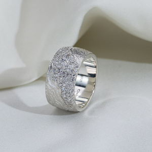 Messi Jewelry MSR-2095 925 <b>Silver</b> Round Diamond Hammered <b>Ring</b> Lab Grown Diamond <b>Ring</b> <b>Men</b> <b>Ring</b> - Product Image 2