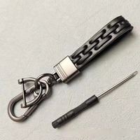 Porte-clés en cuir tressé avec anneau en D, porte-clés rond simple et léger pour voiture, moto, accessoires pour hommes et femmes