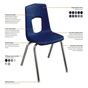Zoifun cadeiras escolares, cadeiras escolares duráveis de plástico com armação cromada