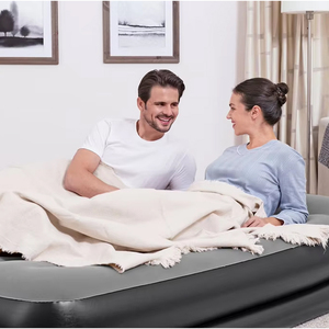 67401 Kasur Angin Lipat Modern Portabel Ganda dengan Pompa Terintegrasi, Mengembang Sendiri, untuk Penggunaan Luar Ruangan, Alas Tidur, Abu-abu PVC - Product Image 1